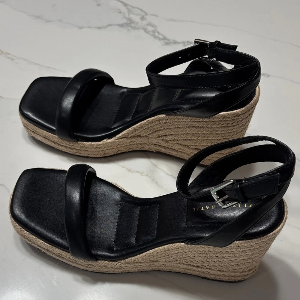 Kelly & Katie Black Espadrille Wedges